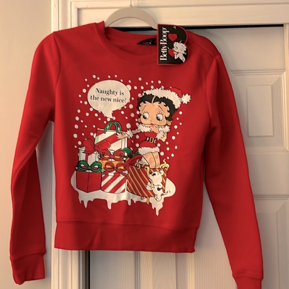 Brand NWT Christmas red Betty Boop festive sweatshirt!! - Picture 3 of 9